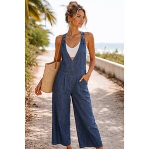 LOUP Indigo Wide Leg Overalls Dark Wash Made in NYC Size M